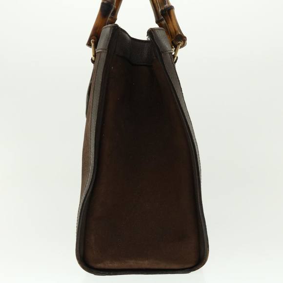 GUCCI Bamboo Hand Bag Suede Leather Brown Auth fm2206 - Picture 4 of 16